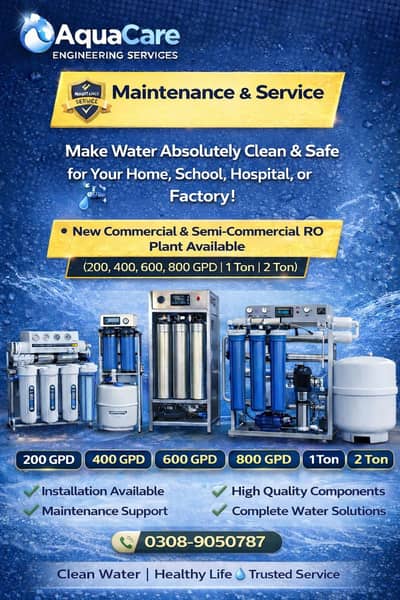 RO WATER FILTER PLANT Maintenance & Service