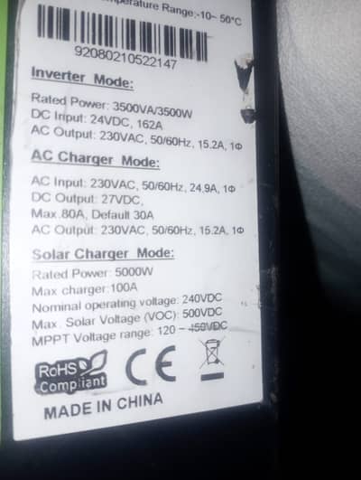 POWER Solar Inverter VMIII 3.5KW and MaxPower solar inverter 2400VA