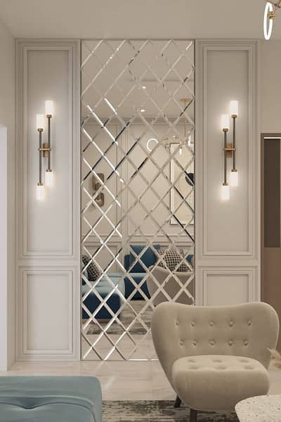 Mirror wall / Glass wall/ Dimand cut glass wall/ Frameless Mirror Wall