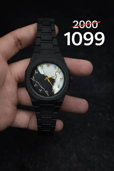 Aura marble dial unisex watch black strap⌚