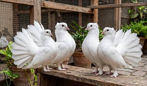 English Lakha (Fantail) White Breeder Pair