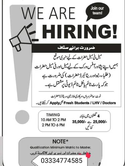 office work male and female required