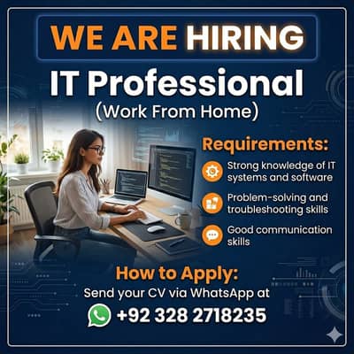IT Professional Job || Male & Female || Remote Job || It Job