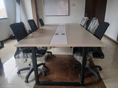 Meeting & Conference Table with Ergonomic Mesh Office Chairs