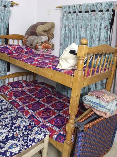Bed iron and wooden double bed