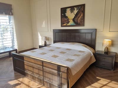 bed set with mirror dresser and side tables