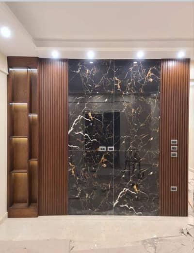 Media wall Panel Wallpaper sheet vinyl & wood flooring ceiling Wpc