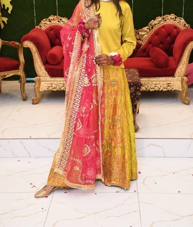 Designer Mehndi Dress – Heavy Embroidery, Excellent Condition”