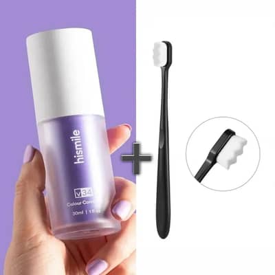 V34 Purple Teeth Whitening Serum + Soft Nano Toothbrush 30ml