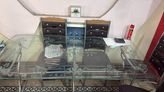 IRON DINNING TABLE 6 CHAIRS