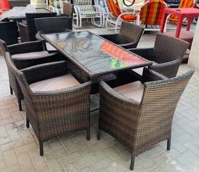 6 chair rattan dining set/restaurant furniture/lawn chair/dining table