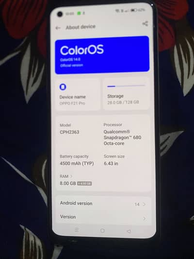 10 x 10 condition oppo f21 pro 8Ram Rom128gB