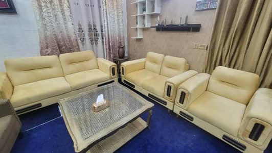 6 Seater Sofa Set (3+2+1) – Brand New Golden Covers | Modern Design