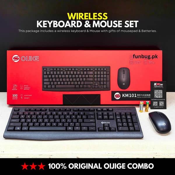 Premium Wireless Keyboard and Mouse Combo with FREE Mouse Pad – 3in1 Mouse and Keyboard Set White for Laptop, PC, Computer, Mobile with Ergonomic Design for Home, Office & Gaming Use - Monster KM3 by FunBug