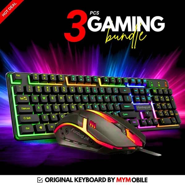 RGB Gaming Keyboard and Mouse and Headphones Combo with FREE Mousepad in Low price ~ Mechanical Feeling Gaming Key Board with 7 light RGB Gaming Mouse ~ Wired Keyboards for Mobile Gaming, Pubg, Laptop, PC, Minecraft, Xbox - 112 Keys - By FunBug