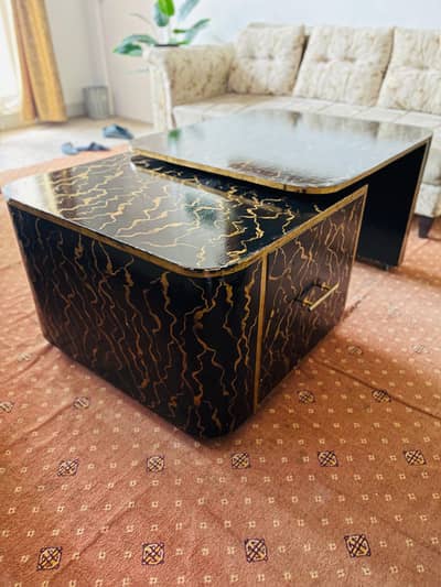 Coffee cum Center Table (Black and golden)
