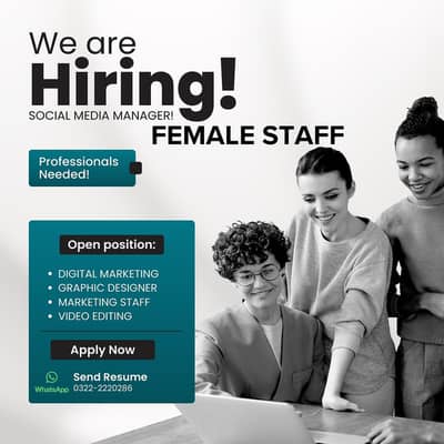 Female stafff needed for job full time job need social media manager