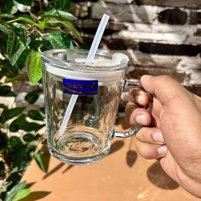 Transparent Coffee mugs with straw Available With prints also