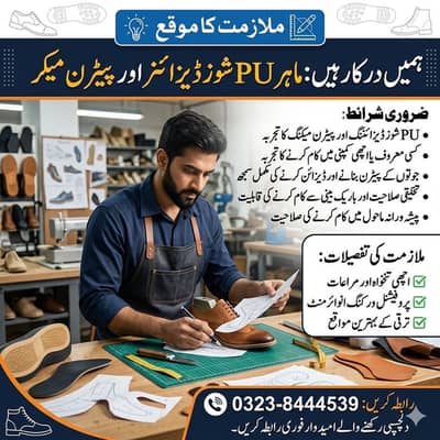 Pattern cutter & Designer Required for PU Shoes | Jobs | Urgent Hiring
