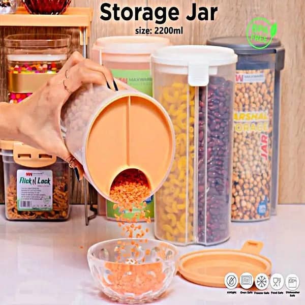 3-in-1 Storage Jar 3 Compartment Airtight Container - Food Grade Cereal Dispenser & Pulses Storage Box - Multi-Section Dry Fruit & Spice Jar - 3 Partition Kitchen Pantry Organizer - Moisture-Proof Modular Storage Container - BPA-Free Kitchen Jar