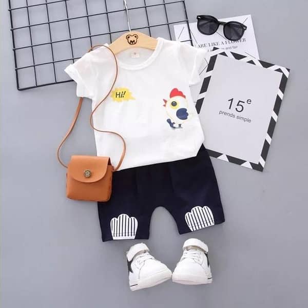 Kids T-Shirt and Shorts Set – Baby Boys & Girls Round Neck Tee with Cartoon Print – Comfortable Outfit for Ages 9 Months to 3 Years – Ideal for Summer Wear and Sleepwear