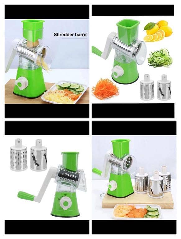 Manual Tabletop Drum Cheese Grater, 3 In 1 Rotary Shredder Slicer Grinder For Cucumber Nut Potato Carrot Cheese, Vegetable Salad Cutter