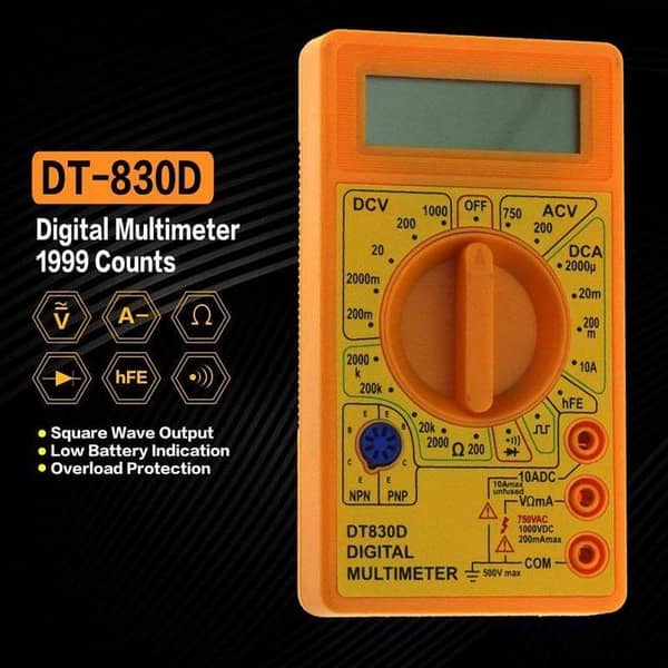Mini Digital Multi-meter Voltmeter Voltage Ampere Ohm Tester DC AC Ammeter Power Meter Test With Probe Buzze DT830D