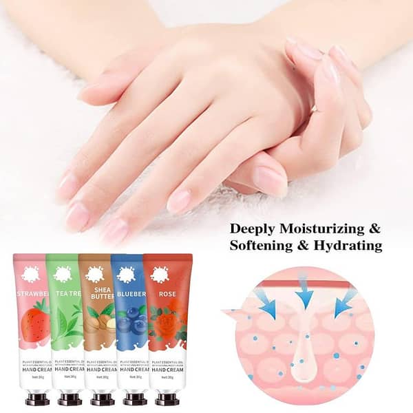 Pack of 5 Floral Hand Cream Set | Plant Extract Moisturizing Nourishing Hand Care | Gift Set for Women
