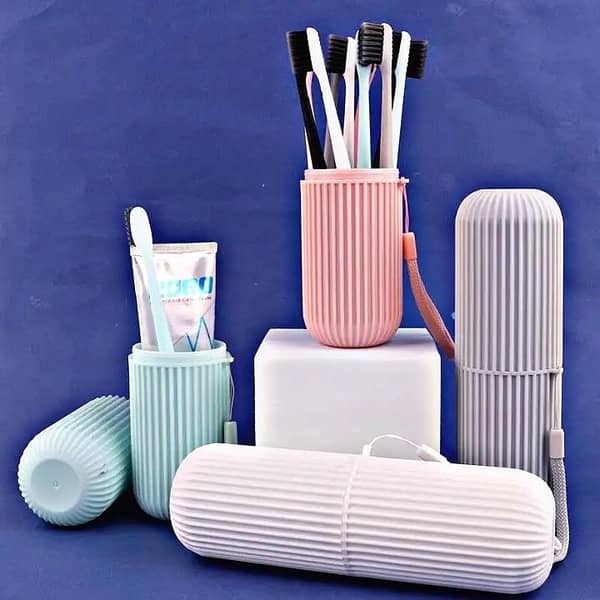 Portable Travel Toothbrush Case & Toothpaste Holder - 2-in-1 Mouthwash Cup & Toothbrush Storage Box - Waterproof Dustproof Travel Organizer Capsule - Lightweight Breathable Toothbrush Cover for Hiking, Camping & Business Trips - Multicolor 2026