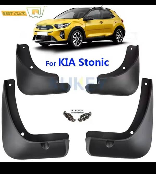 Kia Stonic Mud Flaps/Guards Premium Quality Imported 4 Pcs Set Unbreakable with Screws