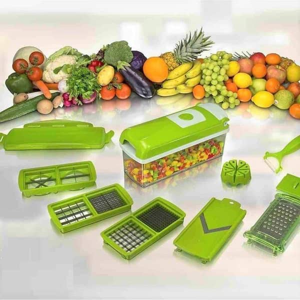 12 in 1 Vegetable Chopper Cutter Manual Food Slicer Nicer Dicer Plus with Stainless Steel Blades - Onion Chopper Vegetable Slicer and Dicer Cutter for Kitchen