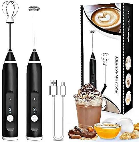 2-in-1 Electric Coffee Beater & Grinder - USB Rechargeable Handheld Milk Frother & Foamer - 3-Speed Adjustable Egg Whisk & Cake Mixer - Portable Cordless Lassi Maker for Cappuccino Latte & Baking - High Quality Stainless Steel Hand Beater Machine