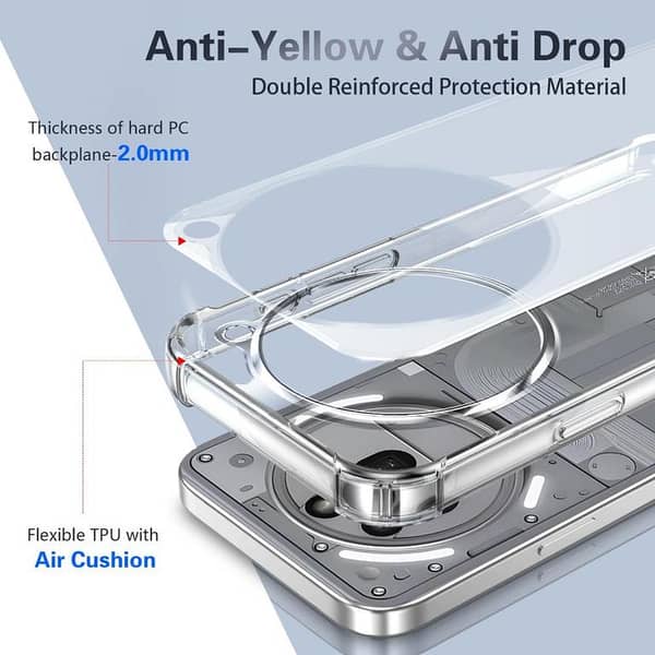 Nothing Phone 3a Pro Clear Case | Shockproof Bumper Cover | Anti-Scratch Hard Back | 2mm Raised Antishock Protection | Non-Yellowing Crystal Clear Transparent TPU | Drop Protection Shell