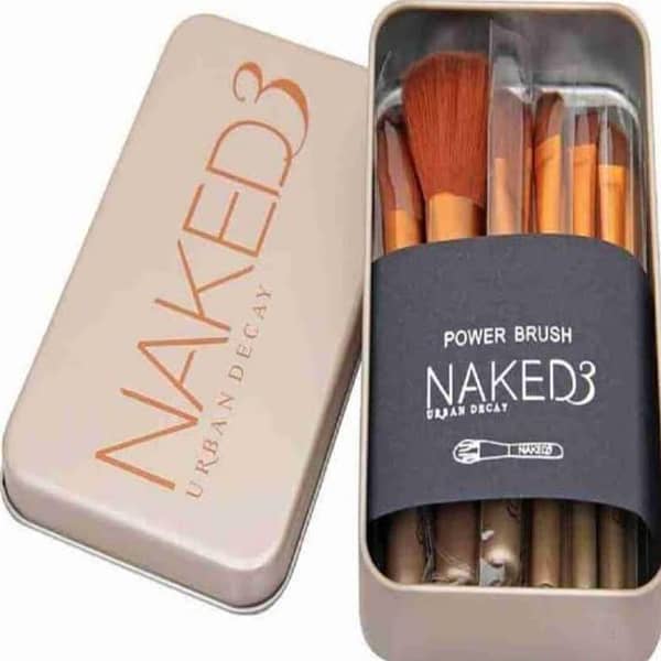 12-Piece Aluminium Makeup Brush Set for Eye and Lip Application in Portable Box