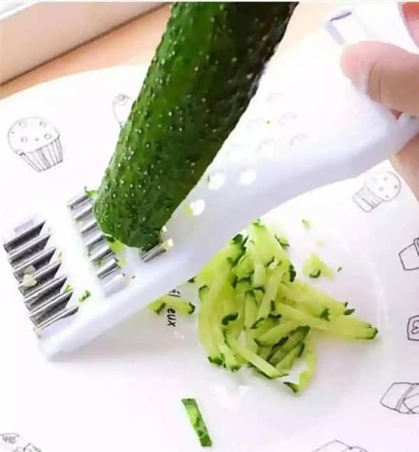 5-in-1 Stainless Steel Kitchen Tool for Shredding, Slicing, and Peeling Vegetables and Fruits - Ideal for Cooking, Salad Preparation, and Camping