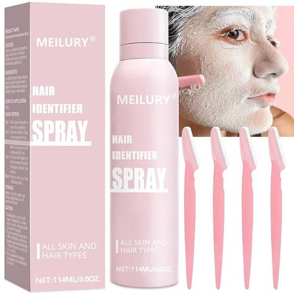 Hair Identifier Spray With 4 Razors or Face Shaving Moisturizing and Skin Care Dermaplaner Spray Glow Reveal Face Spray for Face Dermaplaning