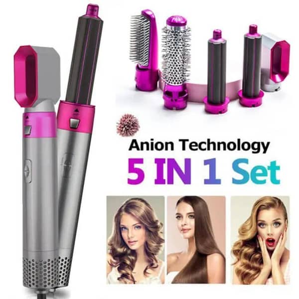5 In 1 Hair Dryer Brush Electric Blow Dryer Hair Comb Curling Brush Kit Straightener