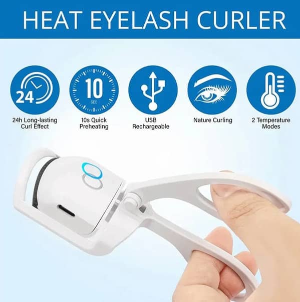 USB Rechargeable Electric Heated Eyelash Curler for Women & Girls | Fast Heating Curling Tool for Longer-Lasting Natural Lifts