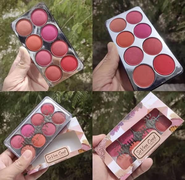 Eight-Color Blush Palette by Seven Cool | Matte and Shimmer Blusher Kit for Women's Face Makeup | Long-Lasting Glow