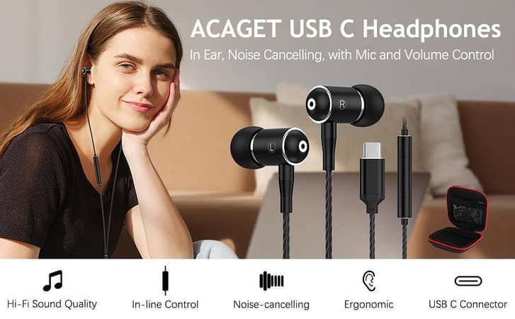 IPHONE ORIGINAL TYPE C HANDFREE EARPHONE USA Original HiFi Stereo Type C Handsfree Earphones – Premium In-Ear Earbuds with Mic & Full Media Control