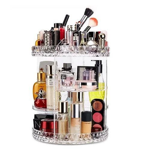 Rotating 360 Cosmetics Storage Box Dressing Table Lipstick Skin Care Desktop Shelf Beauty Finishing Transparent Storage Rack