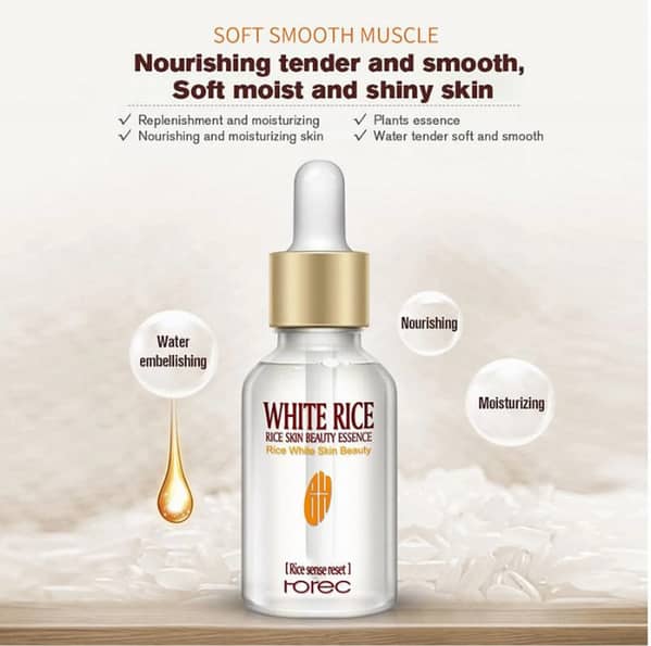 ROREC White Rice Serum: Rice Skin Essence for Anti-Aging, Reducing Wrinkles & Brightening Skin - 15ml