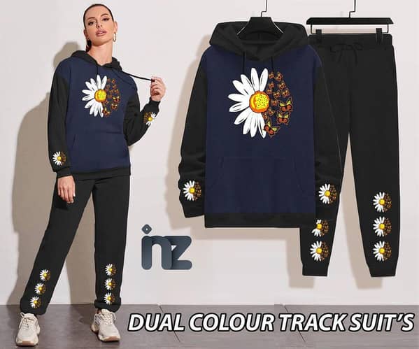 Comfortable Printed Hoods and Trousers Set for Women and Girls - Oversized Hoodies and Sweatpants for Winter, Made from Fleece Fabric