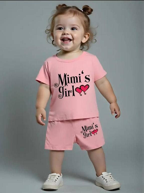 Mimi's Girl Baby Girls' Summer Outfit Set: T-Shirt and Shorts with Round Neck and Short Sleeves in Soft Cotton Jersey for Kids