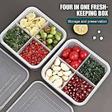4pc/6pcs Fridge Storage Containers Set - Draining Crisper Refrigerator Organizer for Vegetables & Fruits - Food-Grade Freezer Storage Box with Removable Drain Tray - Airtight Fresh-Keeping Kitchen Container Set - Space Saving & Stackable