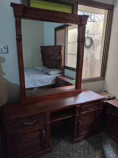 Dressings table, bed side tables, two door Almari