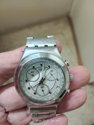 Swatch Sport Coronograph  Swiss Made n Silver.