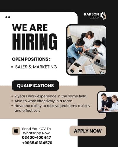 Required Sales nd marketing staff in Bahria town