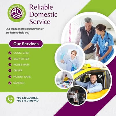 House Maids Baby Sitter Cook Drivers Chef Couple all Domestic staff