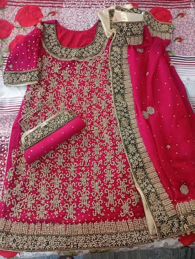 Premium Heavy Embroidered Wedding Dress - 4 Piece Set